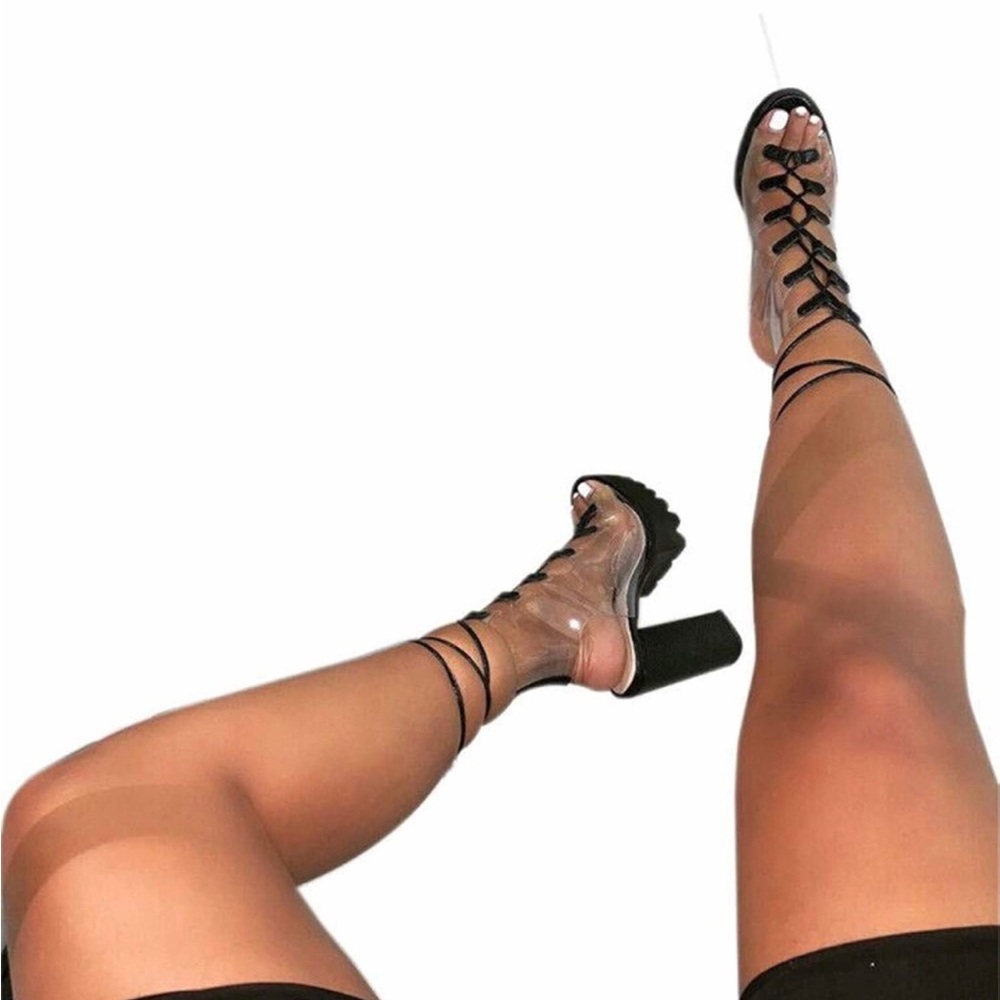 Platform Clear and Black Heels size10